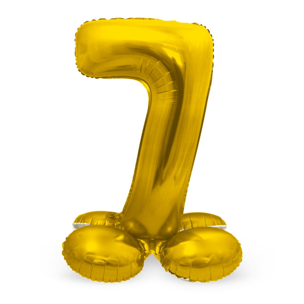 NUMBER 7 GOLD FOIL BALLOON WITH BASE - 72CM