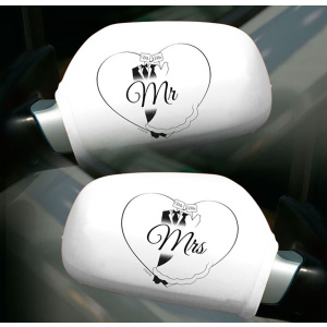 2 X MR & MRS WEDDING CAR WING MIRROR COVERS