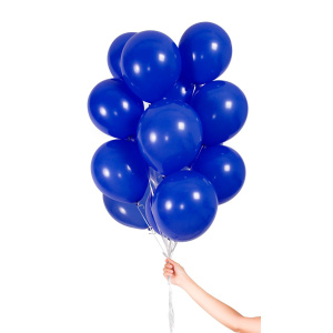 30 X NAVY BLUE BALLOONS WITH RIBBON - 23CM