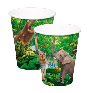 8 X SAFARI PAPER PARTY CUPS - 250ML