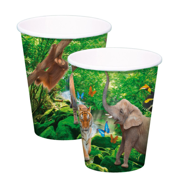 8 X SAFARI PAPER PARTY CUPS - 250ML