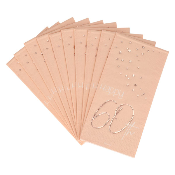 10 X 60TH BIRTHDAY LUSH BLUSH NAPKINS - 33CM