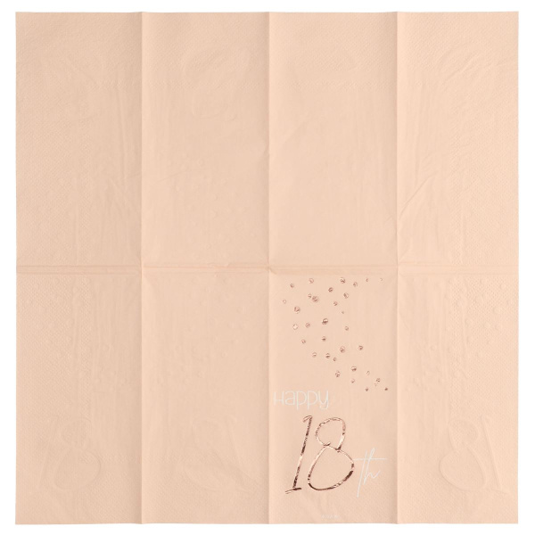 10 X 18TH BIRTHDAY LUSH BLUSH NAPKINS - 33CM