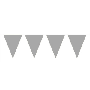 SILVER MATT METALLIC TRIANGLE BUNTING - 6M