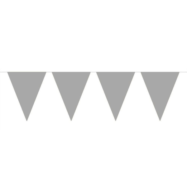 SILVER MATT METALLIC TRIANGLE BUNTING - 6M