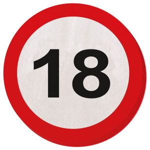 20 X 18TH BIRTHDAY PAPER NAPKINS TRAFFIC SIGNS - 33CM