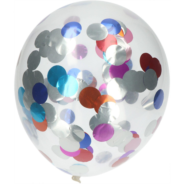 4 X BALLOONS WITH MULTICOLOURED FOIL CONFETTI - 30CM