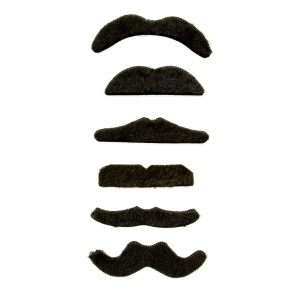 6 X BLACK GENTLEMAN'S MOUSTACHE SET