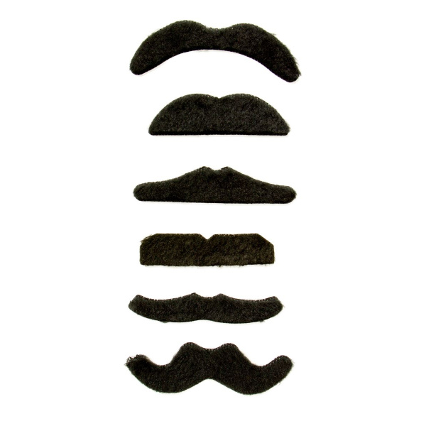 6 X BLACK GENTLEMAN'S MOUSTACHE SET