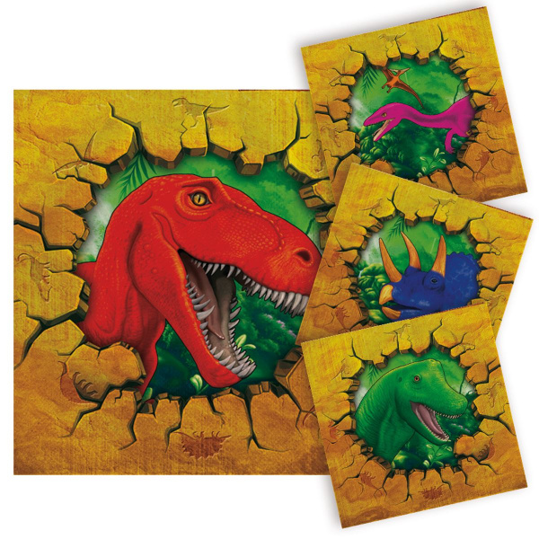 16 X DINOSAUR PARTY NAPKINS - 25CM