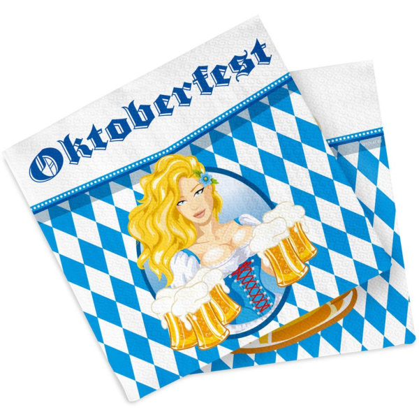 20 X OKTOBERFEST BEER MUG NAPKINS - 33CM