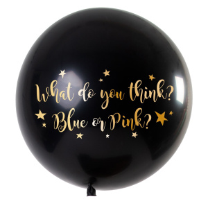 XL GENDER REVEAL BLACK METALLIC BALLOON GIRL/PINK - 90CM