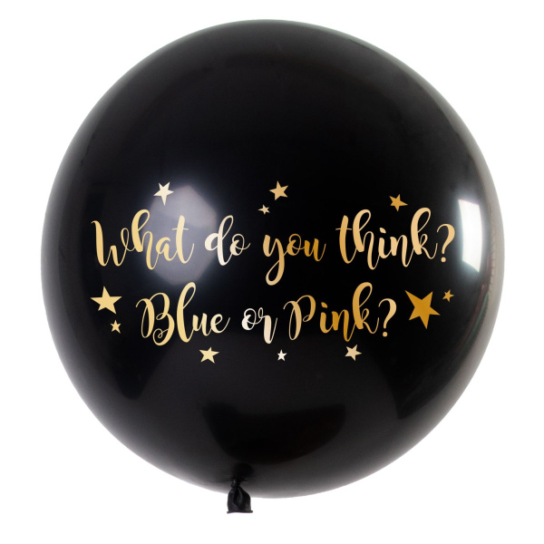 XL GENDER REVEAL BLACK METALLIC BALLOON GIRL/PINK - 90CM