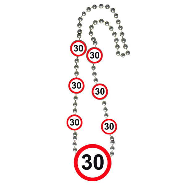 30TH BIRTHDAY BEADED NECKLACE TRAFFIC SIGN