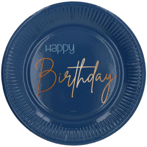 8 X HAPPY BIRTHDAY TRUE BLUE PARTY PLATES - 23CM