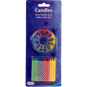 24 X MULTICOLOURED BIRTHDAY CANDLES - 7CM