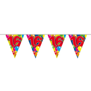 16TH BIRTHDAY BALLOON TRIANGLE BUNTING - 10M