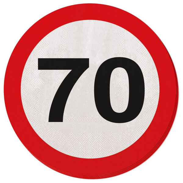 20 X 70TH BIRTHDAY PAPER NAPKINS TRAFFIC SIGNS - 33CM