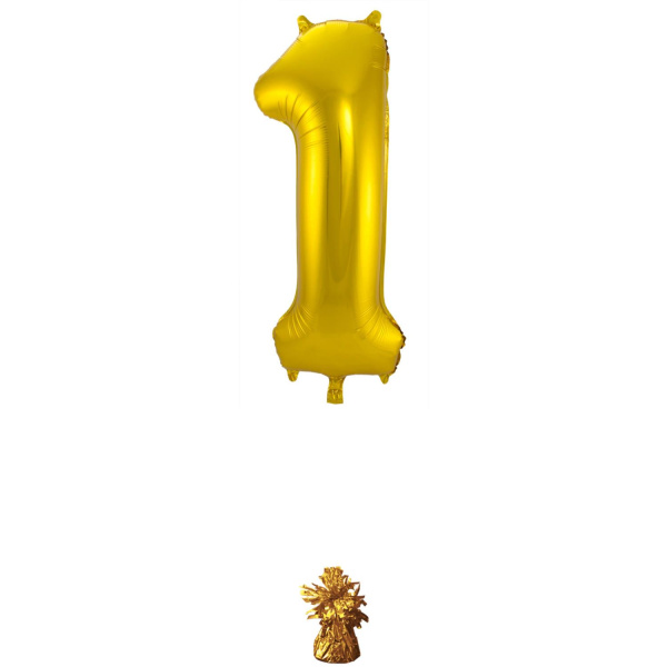 NUMBER 1 GOLD METALLIC FOIL BALLOON - 86CM