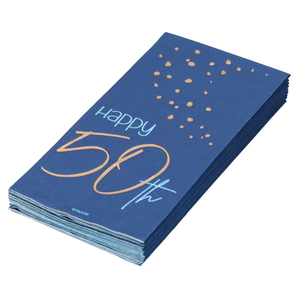 10 X 50TH BIRTHDAY TRUE BLUE NAPKINS - 33CM