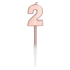 NUMBER 2 ROSE GOLD METALLIC CANDLE - 14CM