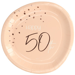 8 X 50TH BIRTHDAY LUSH BLUSH PARTY PLATES - 23CM