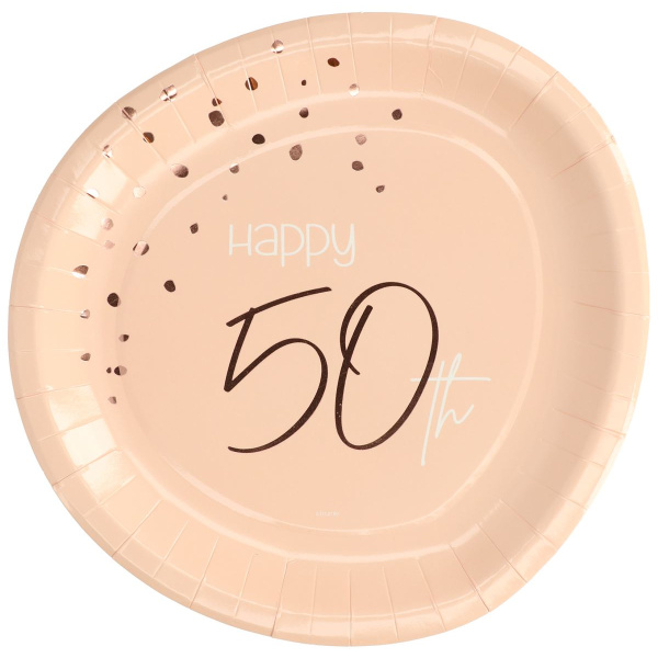 8 X 50TH BIRTHDAY LUSH BLUSH PARTY PLATES - 23CM