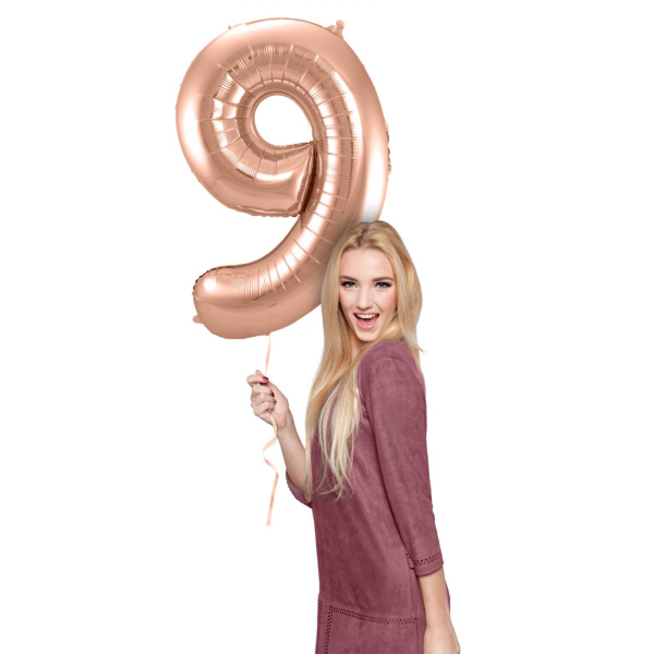 NUMBER 9 ROSE GOLD FOIL BALLOON - 86CM