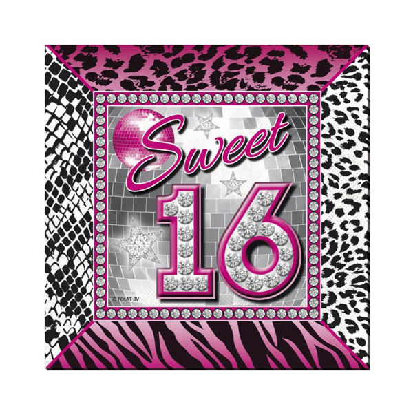 20 X SWEET 16TH BIRTHDAY PARTY NAPKINS - 25CM