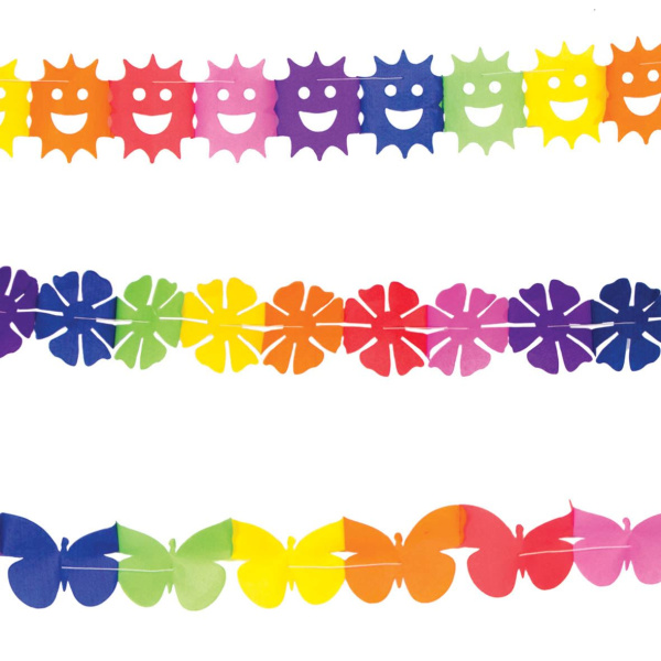 3 X MULTICOLOURED PAPER GARLANDS - 2M