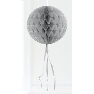 SILVER HANGING HONEYCOMB BALL - 30CM