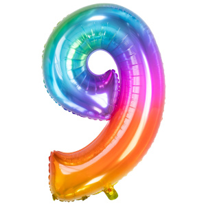 NUMBER 9 YUMMY GUMMY RAINBOW FOIL BALLOON - 86CM