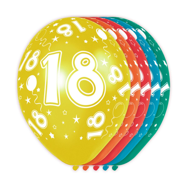 5 X 18TH BIRTHDAY BALLOONS - 30CM