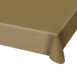 GOLD PLASTIC TABLE CLOTH 130CM X 180CM