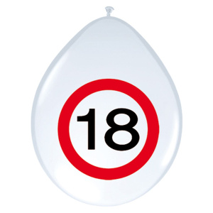 8 X 18TH BIRTHDAY TRAFFIC SIGN BALLOONS - 30CM