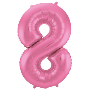 NUMBER 8 PINK MATT METALLIC FOIL BALLOON - 86CM