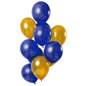 12 X 18TH BIRTHDAY TRUE BLUE BALLOONS - 30CM