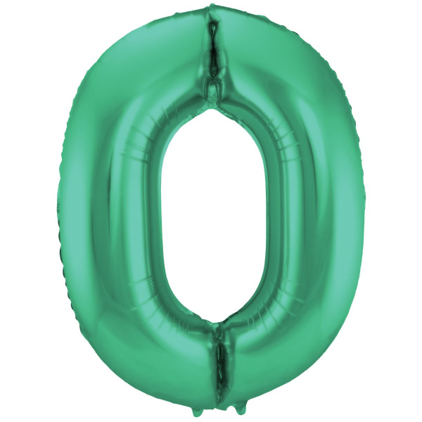 NUMBER 0 GREEN MATT METALLIC FOIL BALLOON - 86CM