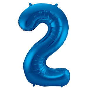 NUMBER 2 BLUE METALLIC FOIL BALLOON - 86CM