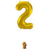 NUMBER 2 GOLD METALLIC FOIL BALLOON - 86CM
