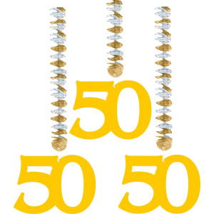 3 X 50TH GOLDEN ANNIVERSARY HANGING DECS