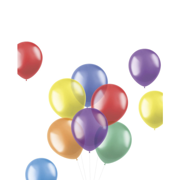 100 X TRANSLUCENT BRIGHTS MULTICOLOURED BALLOONS - 33CM