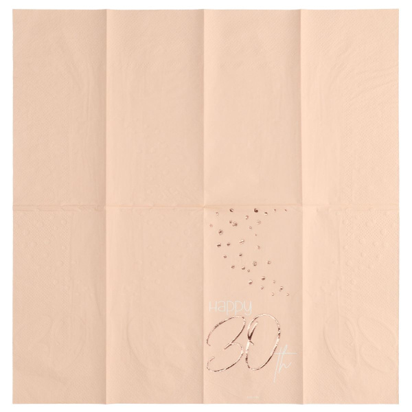 10 X 30TH BIRTHDAY LUSH BLUSH NAPKINS - 33CM