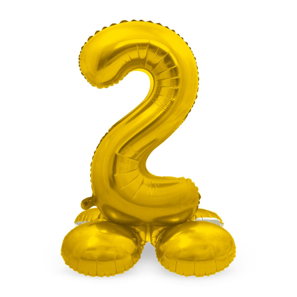 NUMBER 2 GOLD FOIL BALLOON WITH BASE - 72CM