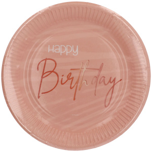 8 X HAPPY BIRTHDAY LUSH BLUSH PARTY PLATES - 23CM