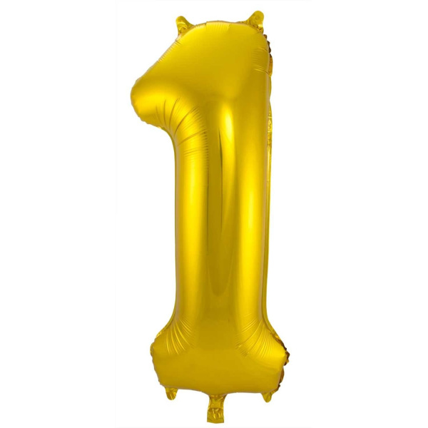 NUMBER 1 GOLD METALLIC FOIL BALLOON - 86CM