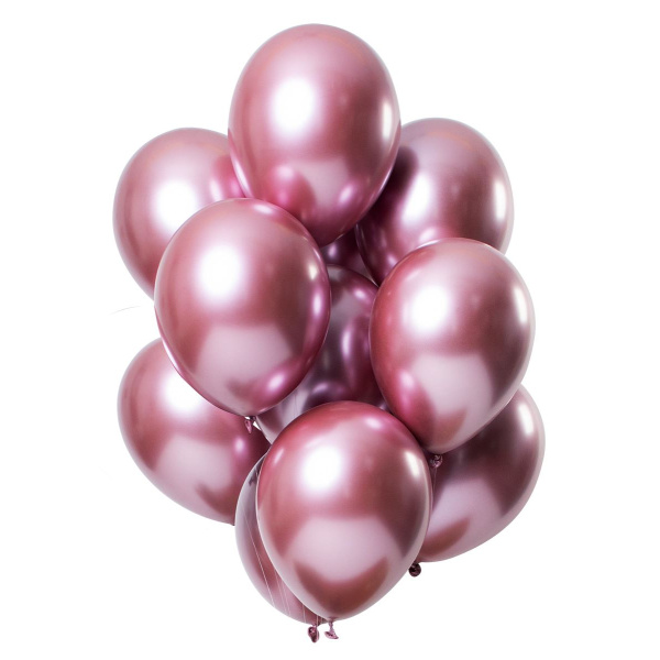 12 X PINK MIRROR EFFECT BALLOONS - 33CM