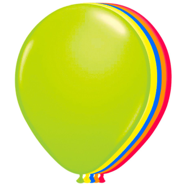 50 X NEON MULTICOLOURED BALLOONS - 25CM