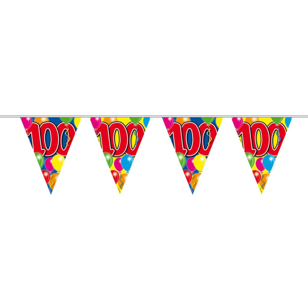 100TH BIRTHDAY BALLOON TRIANGLE BUNTING - 10M