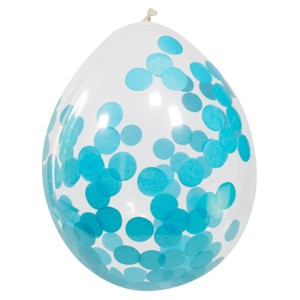 4 X BALLOONS WITH BLUE CONFETTI - 30CM